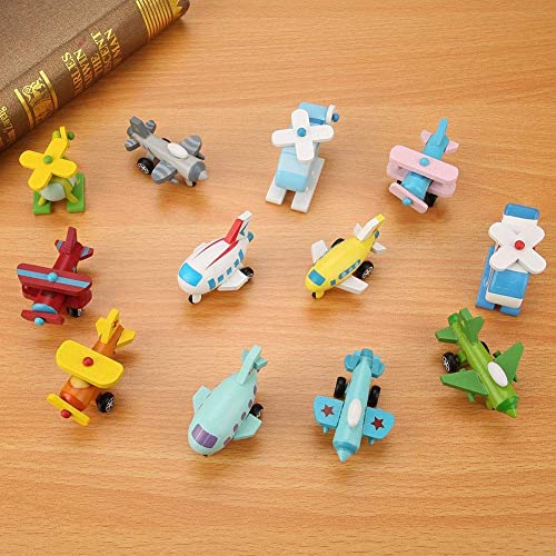 12 Unids / Set Juego de Coches de Madera, Bebé Niño Juguete de Dibujos Animados Juego de Vehículos Educativo Temprano Incluyen Coches Juego de Coche de Policía de Aviones para Niños (#2)