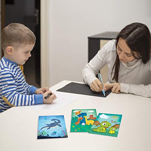 18 hojas Scratch Art Dinosaurios LANMOK Papel de Rascar Animal Manualidades para Rascar Niños Cumpleaños Infantiles Clase de Artesanía de Escuela Premios Clases de Pintura