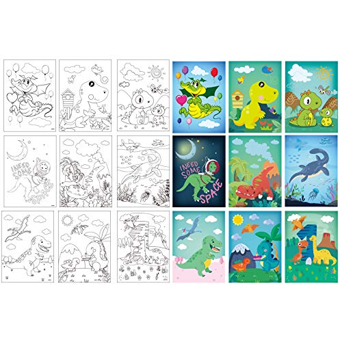18 hojas Scratch Art Dinosaurios LANMOK Papel de Rascar Animal Manualidades para Rascar Niños Cumpleaños Infantiles Clase de Artesanía de Escuela Premios Clases de Pintura