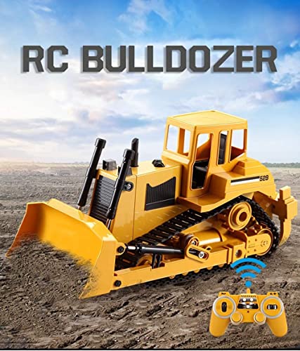 2.4GHz Play RC Truck Bulldozer Caterpillar Tractor Model Engineering Model Cars Excavator 1/20 Simulation Crawler Simulation for Great Engineering Vehicle Toy Vehicle (Color : 1 Battery) (2 Batterie