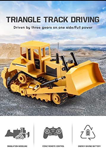 2.4GHz Play RC Truck Bulldozer Caterpillar Tractor Model Engineering Model Cars Excavator 1/20 Simulation Crawler Simulation for Great Engineering Vehicle Toy Vehicle (Color : 1 Battery) (2 Batterie