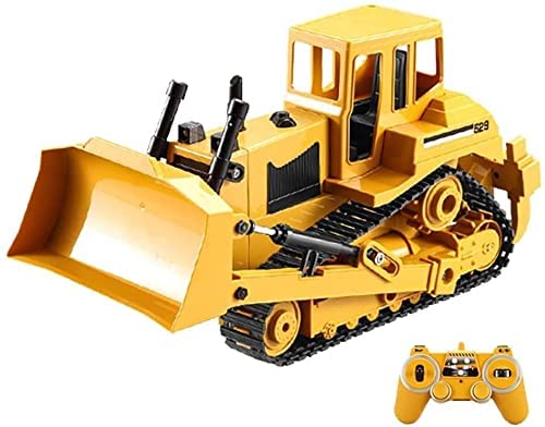 2.4GHz Play RC Truck Bulldozer Caterpillar Tractor Model Engineering Model Cars Excavator 1/20 Simulation Crawler Simulation for Great Engineering Vehicle Toy Vehicle (Color : 1 Battery) (2 Batterie