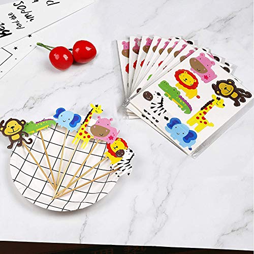 40 Piezas Animales Cupcake Toppers,Adorno de Pastel de Bebe,Lindos Animales de la Selva de Pasteles para niños Ducha de Bebé Fiesta de Cumpleaños DIY Decoración