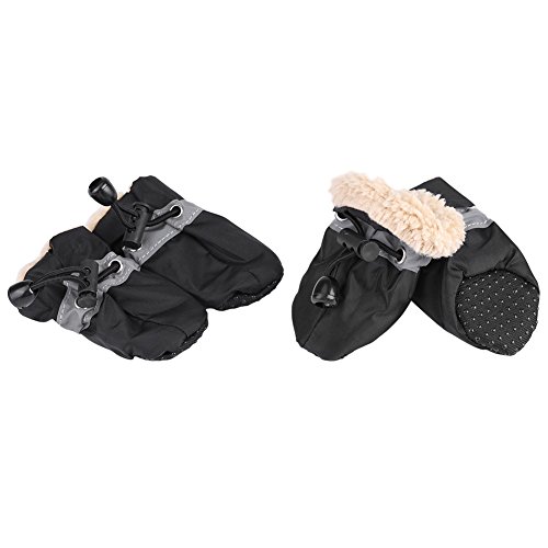 4pcs Perro Zapatos Protectores de Pata Elástico Antideslizante Suela para Mascotas Perro Botas Impermeable de Algodón Suave Acolchado[Negro 3#]