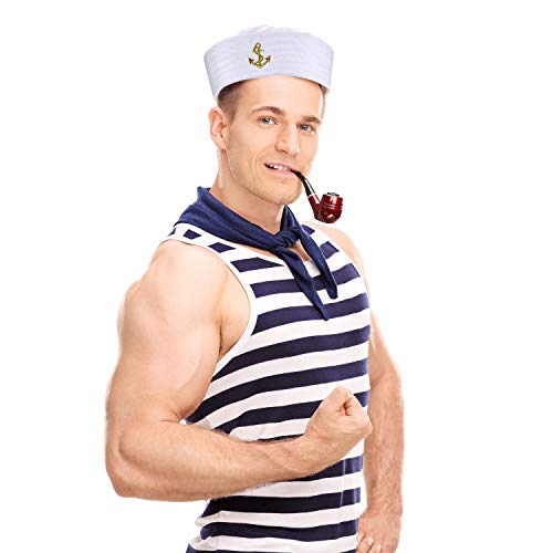 6 Piezas Sombrero de Marinero Blanco de Halloween Gorro de Capitán Sombreros Nauticos para Disfraz de Marinero de Adulto, Viste a Sombreros de Fiesta