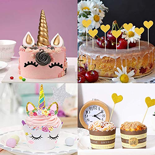 64pcs Unicorn Birthday Cake Topper Set, Cupcake Topper Doble Sided, Party Supplies Cake Decorations para Niños Niñas Regalo Unicornio Decoraciones de Fiesta de Cumpleaños
