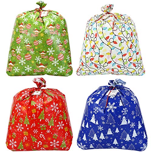 8 bolsas grandes resistentes de 91cm x 111cm con etiquetas de regalo para regalos navideños o decoraciones