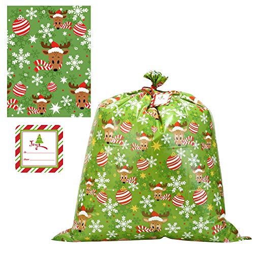8 bolsas grandes resistentes de 91cm x 111cm con etiquetas de regalo para regalos navideños o decoraciones