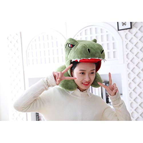 Abaodam Bonito cojín de peluche con capucha de dinosaurio, cojín de viaje relleno, juguete de muñeca para niños y adultos