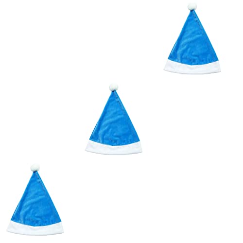 ABOOFAN 3 unids Blue Santa Claus Hat Christmas Hat Canto Decoración para niños Adultos Festival de Navidad Decoración Bolsa de Regalo Decoraciones de Navidad