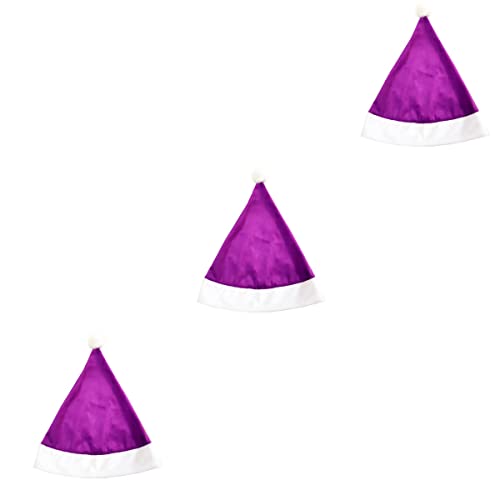 ABOOFAN 3 unids púrpura Papá Noel sombrero Navidad sombrero canto decoración para niños adultos Navidad festival decoración regalo bolsa Navidad decoraciones