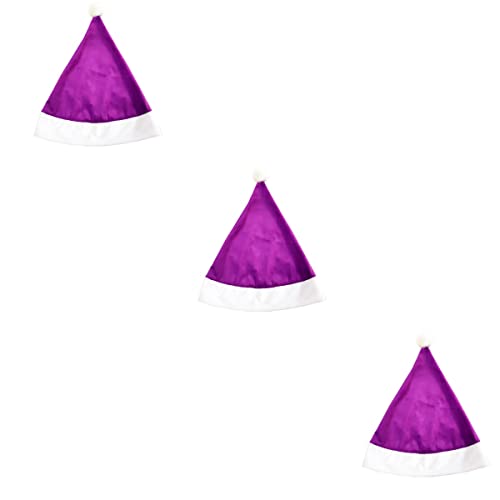 ABOOFAN 3 unids púrpura Papá Noel sombrero Navidad sombrero canto decoración para niños adultos Navidad festival decoración regalo bolsa Navidad decoraciones