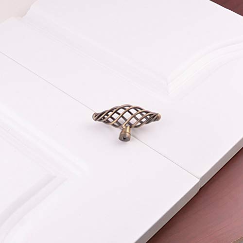 ABOOFAN 4 pomos de aleación para puerta, diseño de jaula de pájaros nórdicos, tiradores creativos para cajones, pomos de puerta de gabinete y muebles (pátina)
