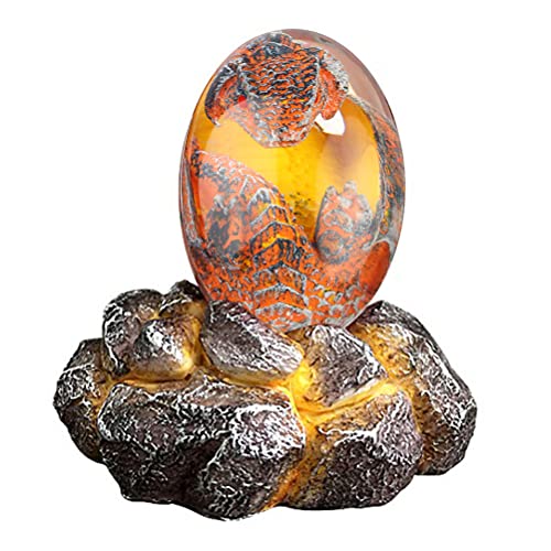 Akemaio Huevos de dinosaurio para niños, Huevo de dinosaurio de cristal, Huevo de dragón de lava con base de exposición, adornos de huevo de dragón de resina de cristal para decoración de escritorio