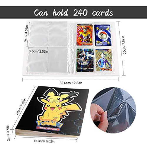Álbum de recortes compatible con tarjetas de Pokemon, álbum de recortes grande, álbum de tarjetas, álbum de recortes, 30 páginas, 240 tarjetas de capacidad