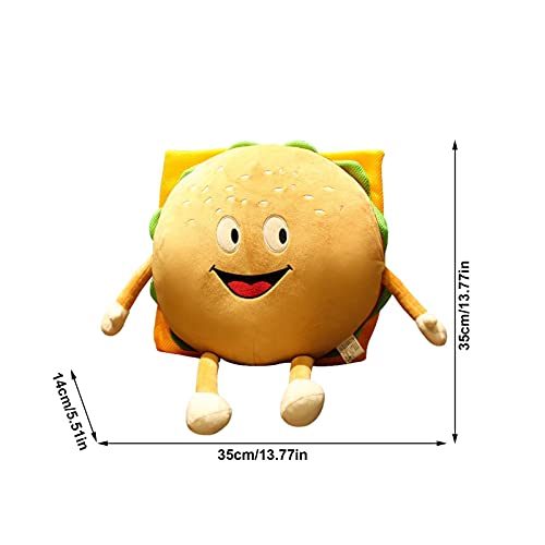 Almohada de peluche de hamburguesa de simulación, 11,8 × 7,8 × 3,9 pulgadas Lindo juguete de peluche de hamburguesa Cojín trasero suave Comida gigante Muñeco de peluche de peluche de juguete para niño