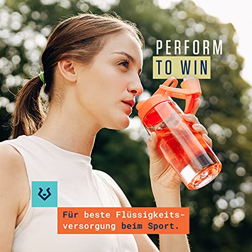 Alphatrail Botella Agua Tritan Dirk 550ml Naranja 100% Prueba de Fugas I sin BPA & Ecológicamente I Seguro Lavavajillas I Abertura para Beber Funcional para una óptima hidratación Durante el Deporte
