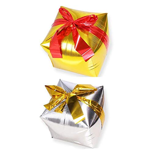 Amosfun Globos de fiesta de Navidad creativos caja de regalo globos de forma para Año Nuevo, cumpleaños, boda, fiesta, decoración, tamaño grande, 10 unidades