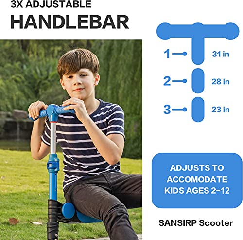 AOODIL Patinete 2 en 1 para niños, Patinete de 3 Ruedas con Asiento Plegable/extraíble, Altura Ajustable, Ruedas iluminadas para niños pequeños, niñas y niños de 2 a 12 años