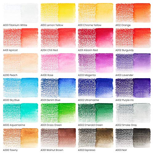 Arteza Juego de dibujo de acuarelas, 24 lápices acuarelables sin madera y paquete de lienzos plegables de papel, materiales de arte para niños y adultos