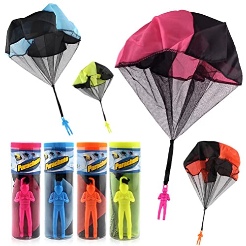 Asotagi Juego de paracaídas de 4 piezas para hombre, vuelo libre de enredos, juguete creativo multicolor para niños y niñas, niños y adultos