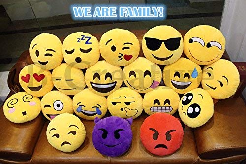 B-Creative 21 Estilos Emoji Emoticon Cojín Redondo Poo Relleno Suave 12" Almohada Felpa Regalo Reino Unido (Tímido)