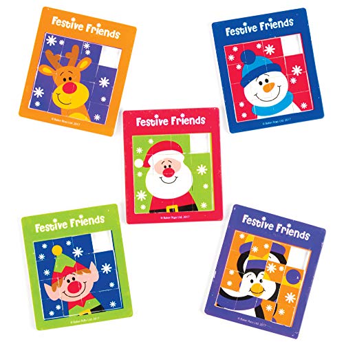 Baker Ross Amigos Festivos mini juegos de Rompecabezas deslizantes: juguetes novedosos para niños, fiesta perfecta, botín o bolsa de premios (paquete de 5)