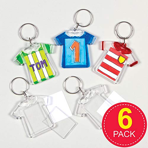 Baker Ross- Kits de llaveros en forma de camiseta (Pack de 6) que los niños pueden personalizar - Manualidades creativas infantiles para el Día del Padre