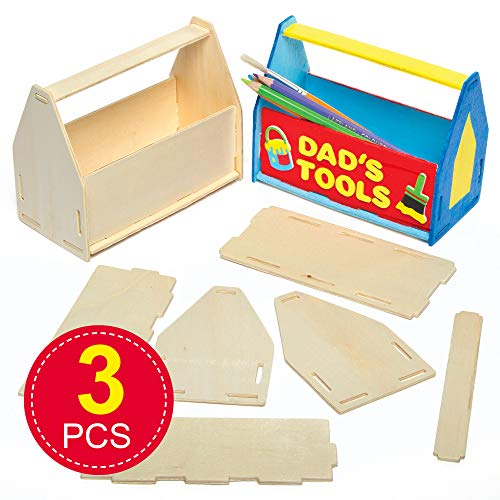 Baker Ross Kits de Madera para ordenar tu Escritorio (Paquete de 3) Que los niños Pueden Montar, Decorar y Regalar en el Día del Padre (AG798)