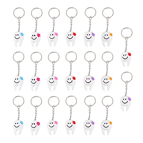 Balacoo 20 llaveros con forma de diente de dentista, llaveros decorativos, para el coche, monedero, colgante, accesorios inspirados en el llavero