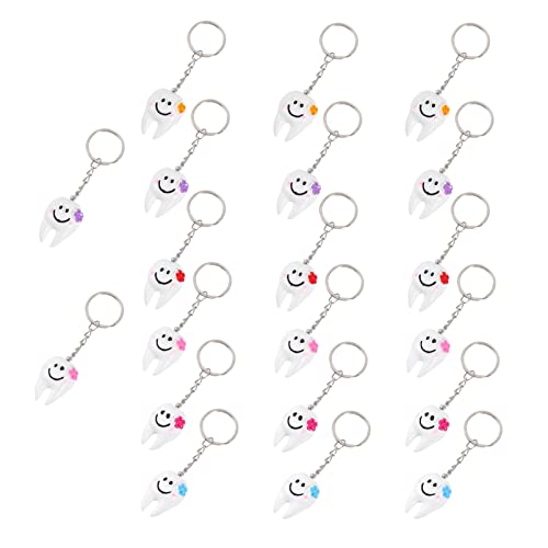 Balacoo 20 llaveros con forma de diente de dentista, llaveros decorativos, para el coche, monedero, colgante, accesorios inspirados en el llavero
