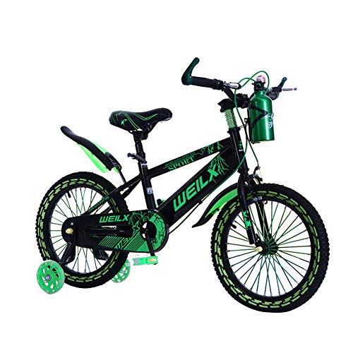 BAODAN Freestyle, niña, niño, Bicicleta, Bicicleta, tamaño 16", 18", 20", 3 Colores con estabilizadores, Botella de Agua y Soporte,Verde,20"