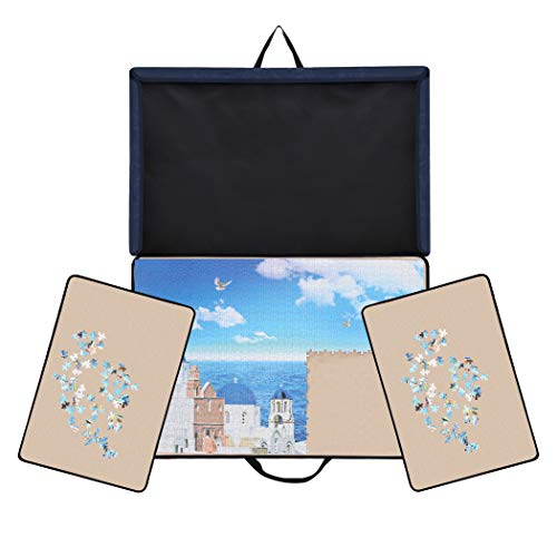 Becko Jigsaw Puzzle Board portátil Puzzle Case Puzzle Storage Puzzle Saver para hasta 1000 piezas (Khaki)