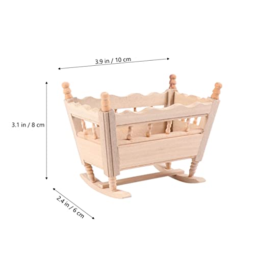 BESPORTBLE Mini Modelo de Cuna de Madera Simulación de Madera Casa Muebles Hechos a Mano Decoración Mini Decoración de La Casa de Muñecas ( Color de Madera Natural )