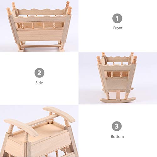 BESPORTBLE Mini Modelo de Cuna de Madera Simulación de Madera Casa Muebles Hechos a Mano Decoración Mini Decoración de La Casa de Muñecas ( Color de Madera Natural )