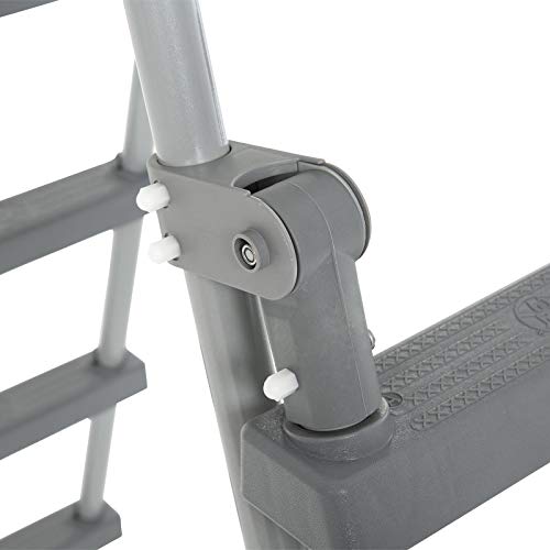 BESTWAY 58332 - Escalera para Piscina Desmontable de 132 cm de PVC y Metal Resistente a la Corrosión con Plataforma, Peldaños Anchos y Sistema de Seguridad para Niños