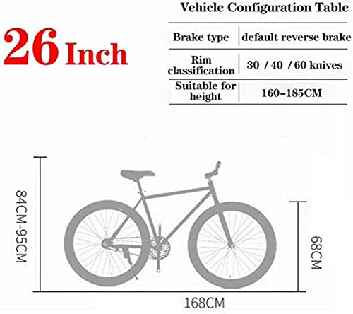 Bicicleta de carretera, bicicletas de 26 pulgadas, sistema de freno inverso, marco de acero con alto contenido de carbono, carreras de bicicletas de carretera, hombres y mujeres, adultos de 5 a 25 año