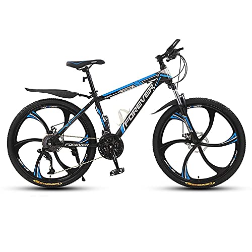 Bicicleta de montaña rígida, bicicletas de carretera, ruedas de 26 pulgadas, bicicletas de carretera de 21 velocidades, freno de disco doble, ruedas de 6 radios, regalos para amigos (negro azul) fengo