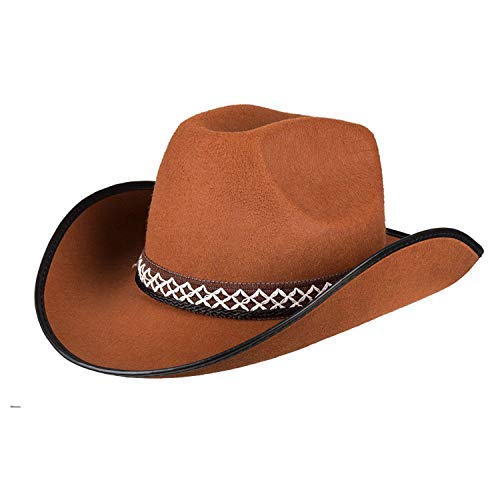 Boland 54370 - Sombrero infantil de vaquero para niño, color marrón, con ribete y cordón para sombrero, talla única, carnaval, Halloween, fiestas temáticas, disfraces, teatro, disfraz, accesorio
