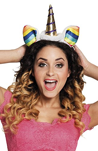 Boland-BOL04249 Tiara Rainbow Unicornio Diadema con Cuerno y Orejas, multicolor, Talla única (Ciao Srl BOL04249)