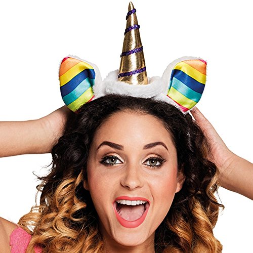 Boland-BOL04249 Tiara Rainbow Unicornio Diadema con Cuerno y Orejas, multicolor, Talla única (Ciao Srl BOL04249)