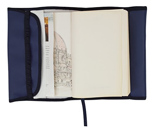 Borda y más Funda Protectora para Libros y agendas en ECOPIEL Keep Calm and Read a Book (Marino/Dorado)