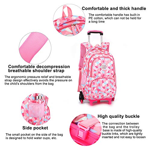 BOZONLI Mochilas Escolares con Ruedas, Bolsas Escolares con Ruedas Niña Mochilas Escolar Trolley para Niñas Estuches Escolares para Niñas y Niños