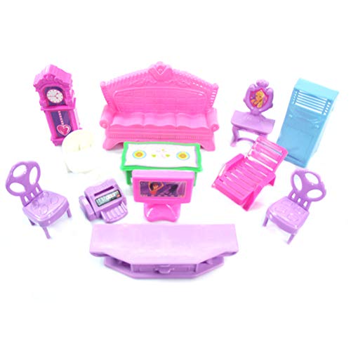 BTOSEP Juego de casa de muñecas en Miniatura de Juguete para habitación de bebé, 22 Piezas de Juego de casa de muñecas, Muebles de plástico, Habitaciones en Miniatura, Juguetes para bebés y niños