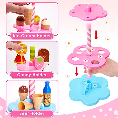 BUYGER Heladería de Juguete, Juego de Imitacion para Niños y Niñas de 3 4 5 Años, Desmontar y Ensamblar Juguetes Comida, Juego Educativo