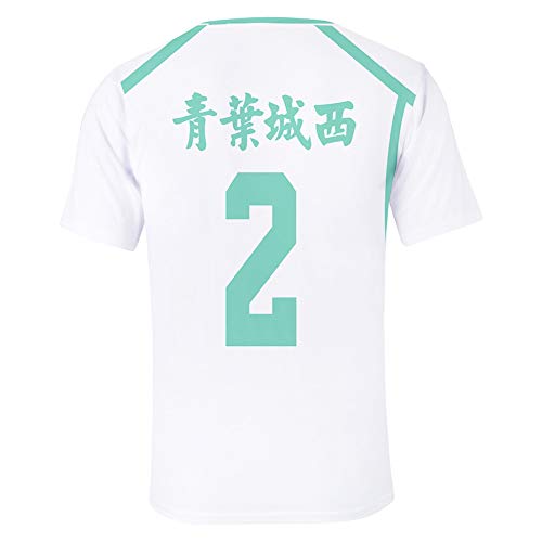Camiseta de manga corta 3D de QYIFIRST, camiseta de manga corta Aobajohsai High School Issei Matsukawa n.º 2, para cosplay, disfraz de cosplay azul y blanco, 3XL (pecho: 124 cm)