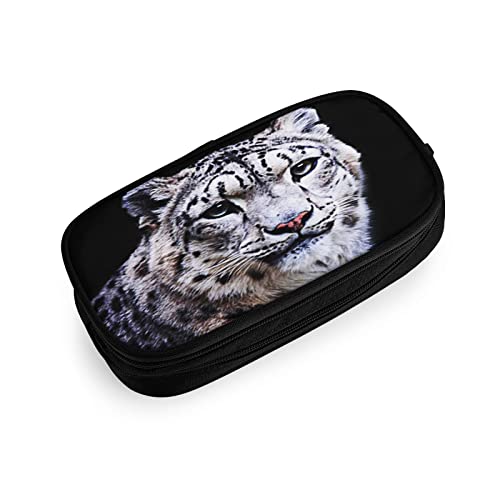 Cara de Gato Leopardo de Las Nieves Estuche Escolar Multifuncional Estuche De Lápices De Gran Capacidad para Hombre Mujer Estudiante En Escuela para Niñas Niños
