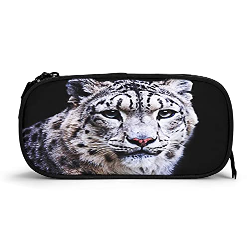 Cara de Gato Leopardo de Las Nieves Estuche Escolar Multifuncional Estuche De Lápices De Gran Capacidad para Hombre Mujer Estudiante En Escuela para Niñas Niños