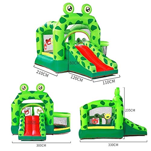 Castillos hinchables De Dibujos Animados Niños Trampolín De Salto De Jardín con Red De Protección (sin Incluir La Bola del Océano) (Color : Green, Size : 330 * 300 * 235cm)