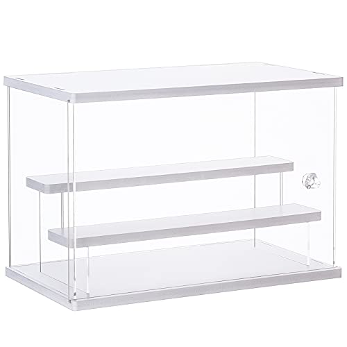 CECOLIC Vitrina de acrílico Transparente Caja de exhibición Cubo de Almacenamiento para coleccionables, Figuras de acción, Figuras en Miniatura Protección a Prueba de Polvo (Blanco, 31.5x18x21.8cm)